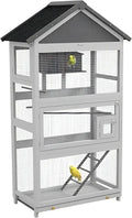 Modern gray wooden bird aviary garden multi level outdoor cage