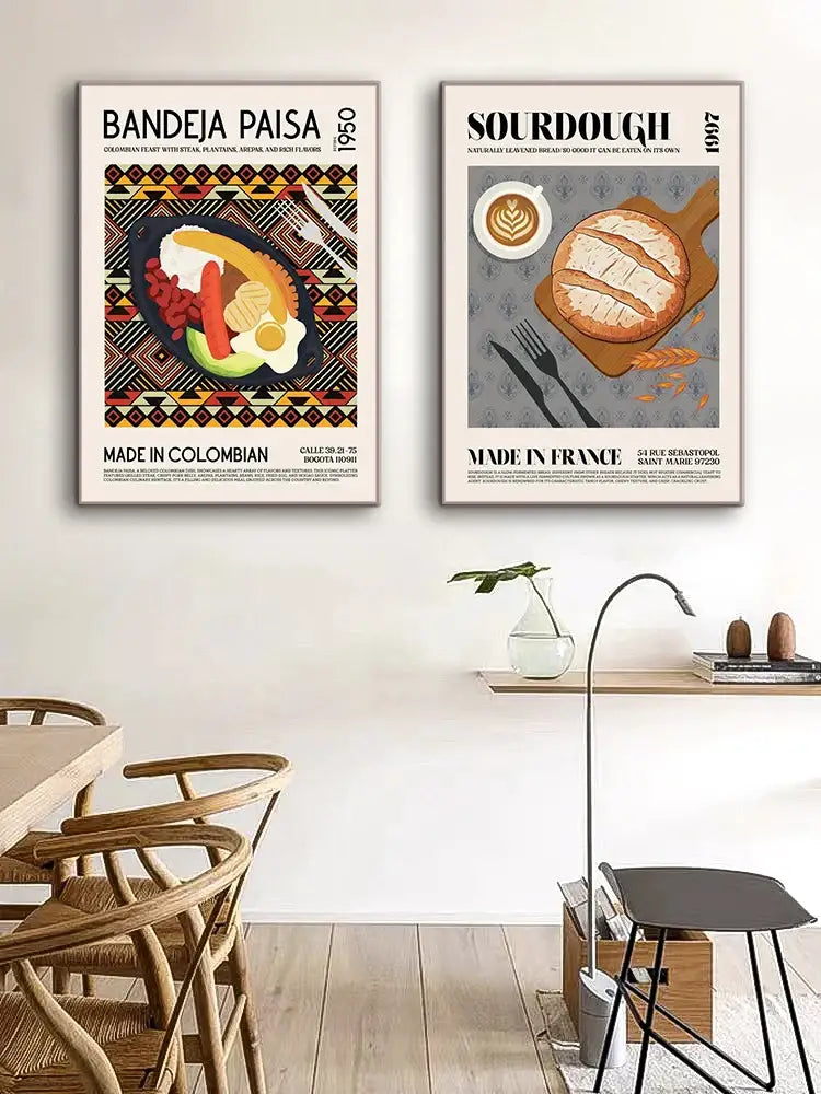 Beige kimchi illustration world cuisine canvas print for kitchen