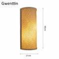 Woven bamboo wall lights sconces for bedroom warm gold glow