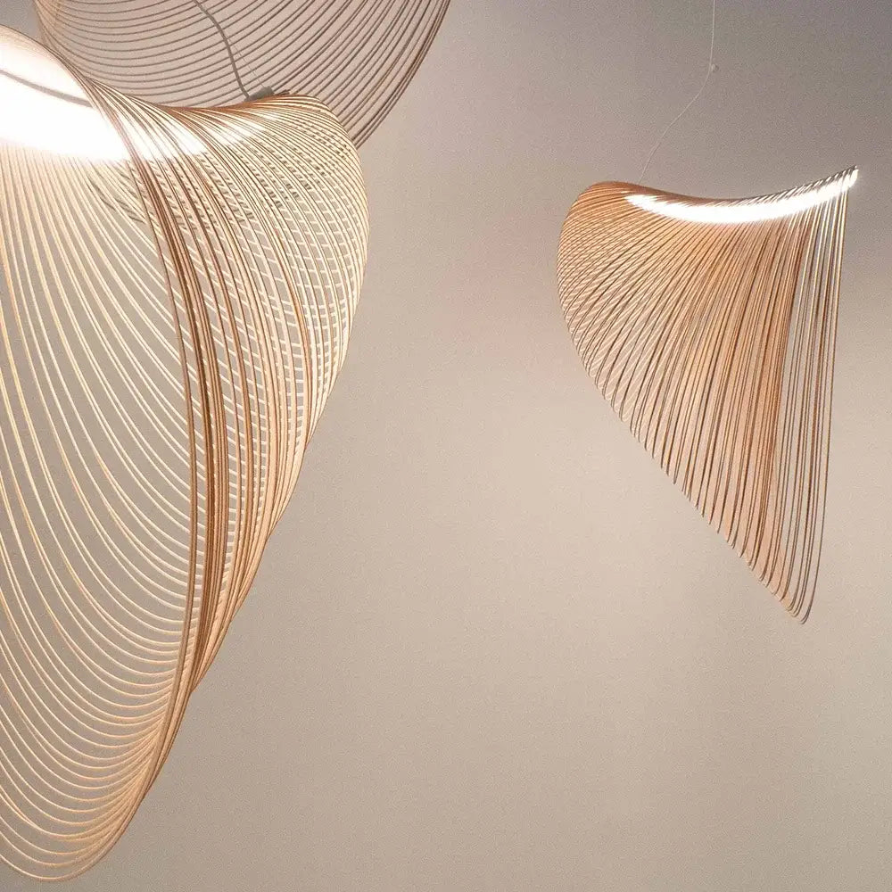 Woven golden nest led pendant lights dining room chandelier