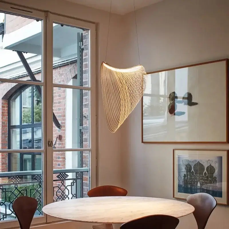 Woven golden nest led pendant lights dining room chandelier