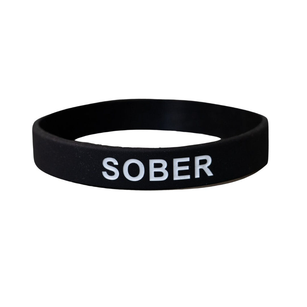 Black and White Sober Silicone Wristbands