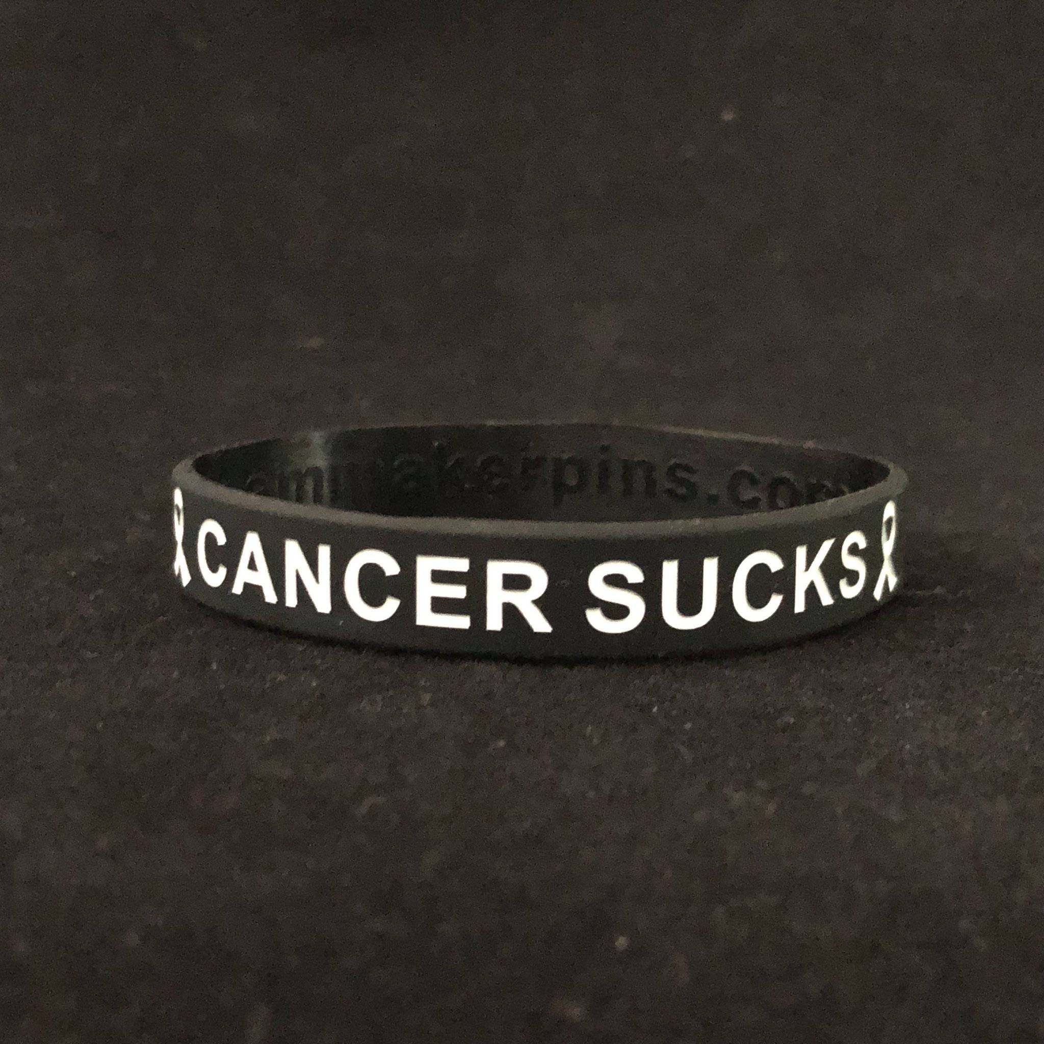 Cancer Sucks Wristband – Black & White Silicone Cancer Awareness Band