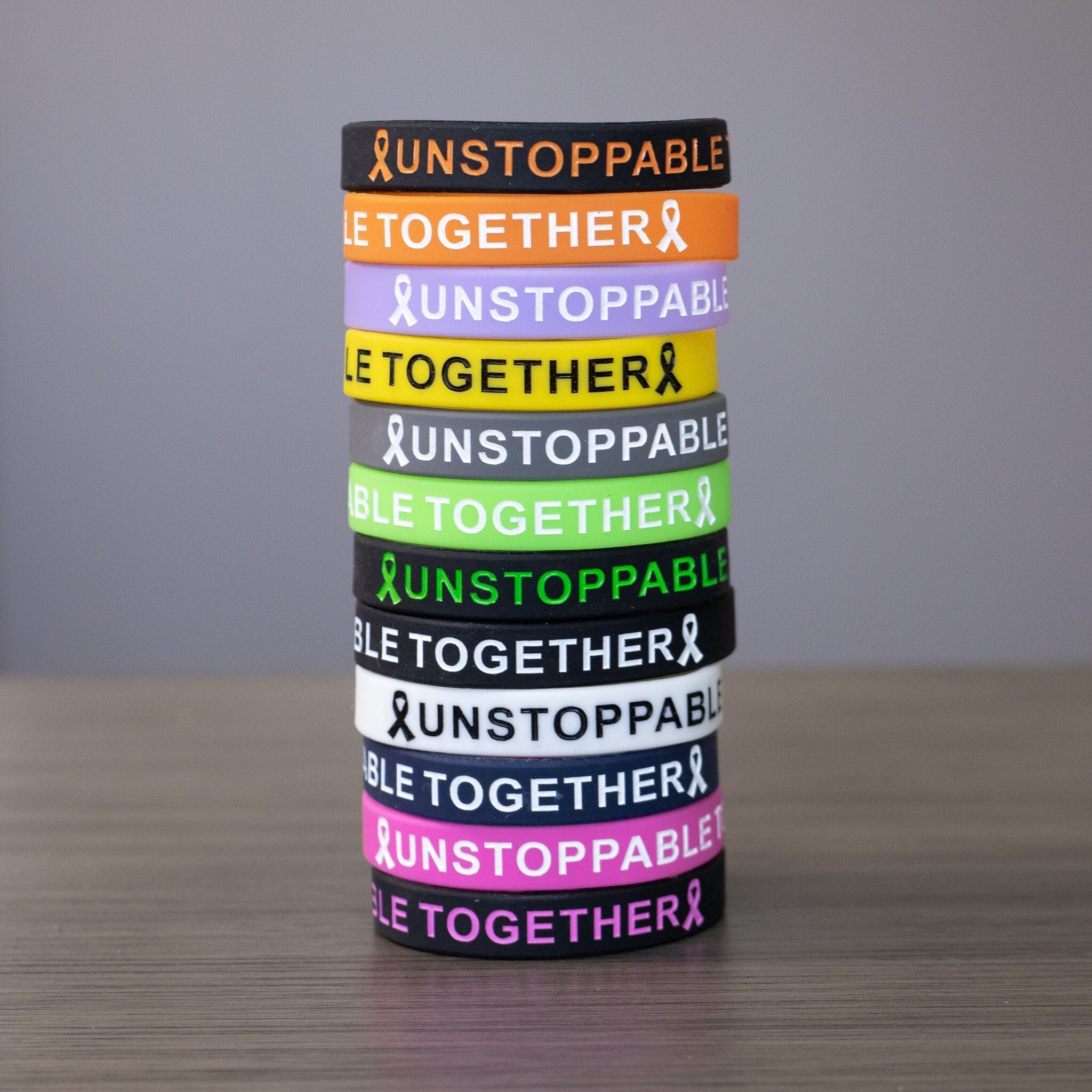 Unstoppable Together Wristband - Black Silicone Support Bracelet for Unity