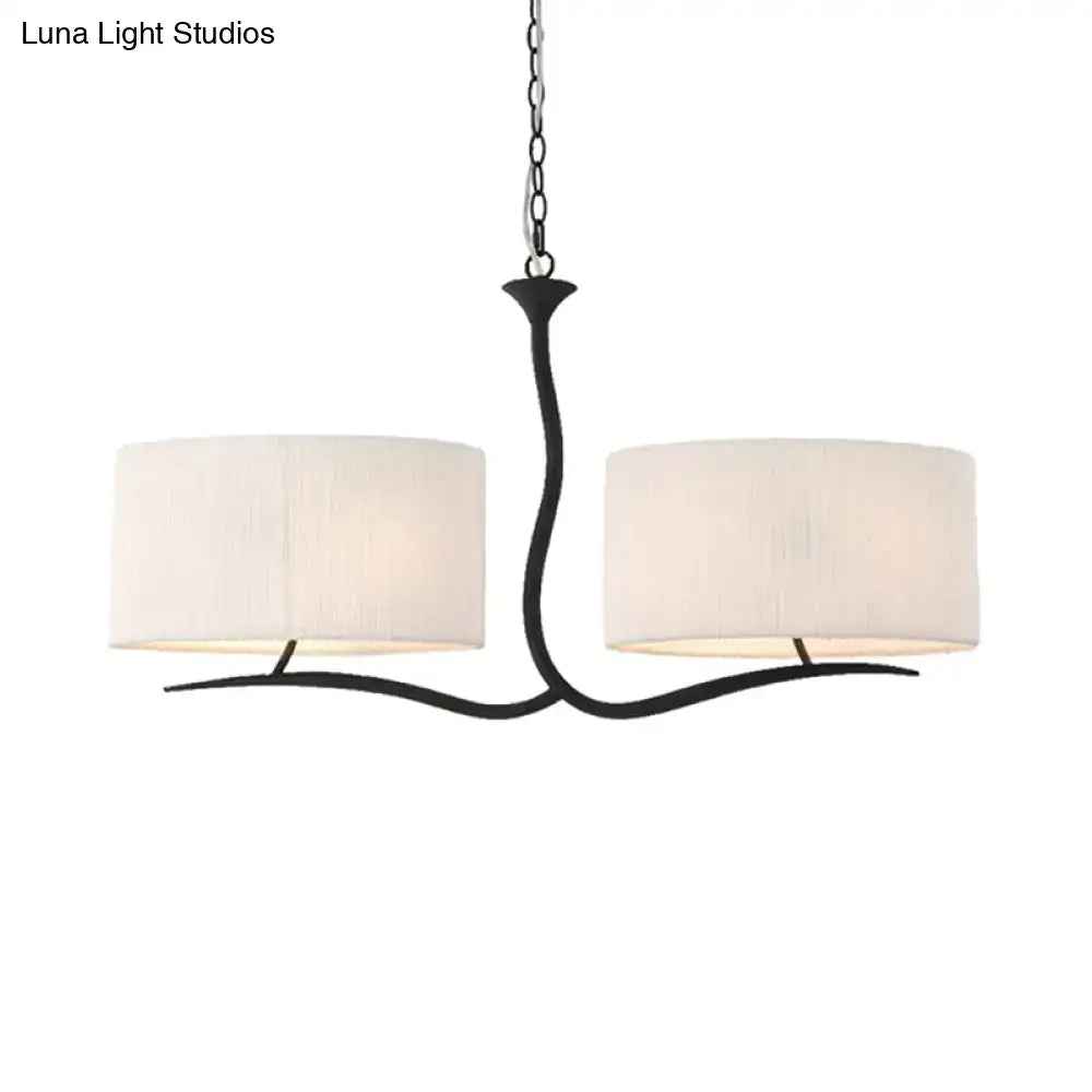 Wrought iron black & white fabric pendant light for dining room