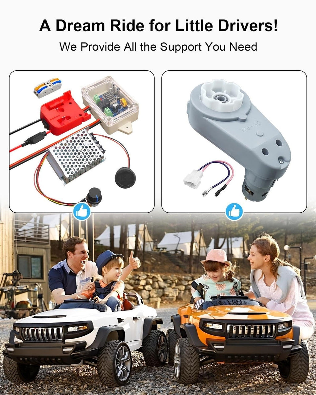 2PCS 18V-24V RS775 Electric Gearbox for Kids Ride-On Car