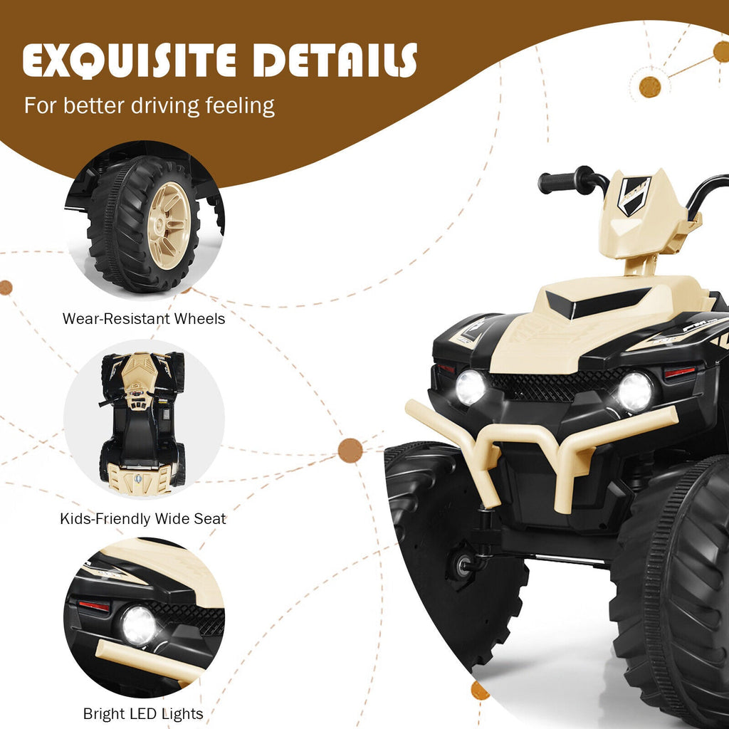 Yellow 12V Kids ATV Quad Ride On Car with LED Light and Music Toy