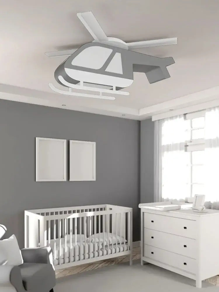 Yellow and black cartoon helicopter ceiling light for children room