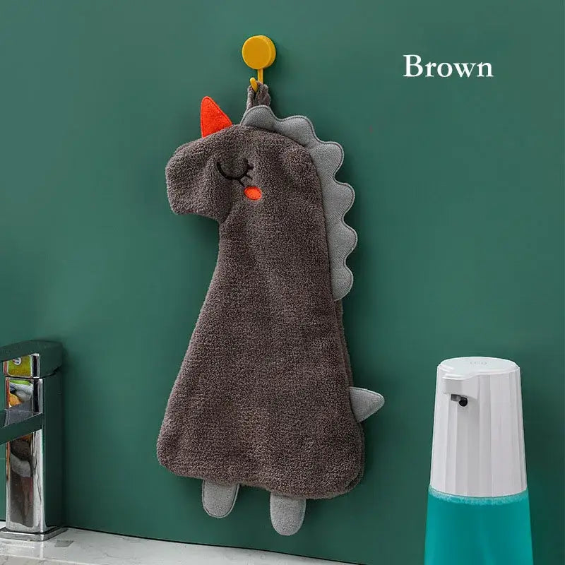 Yellow and gray cartoon animal hand towel kitchen dishcloth
