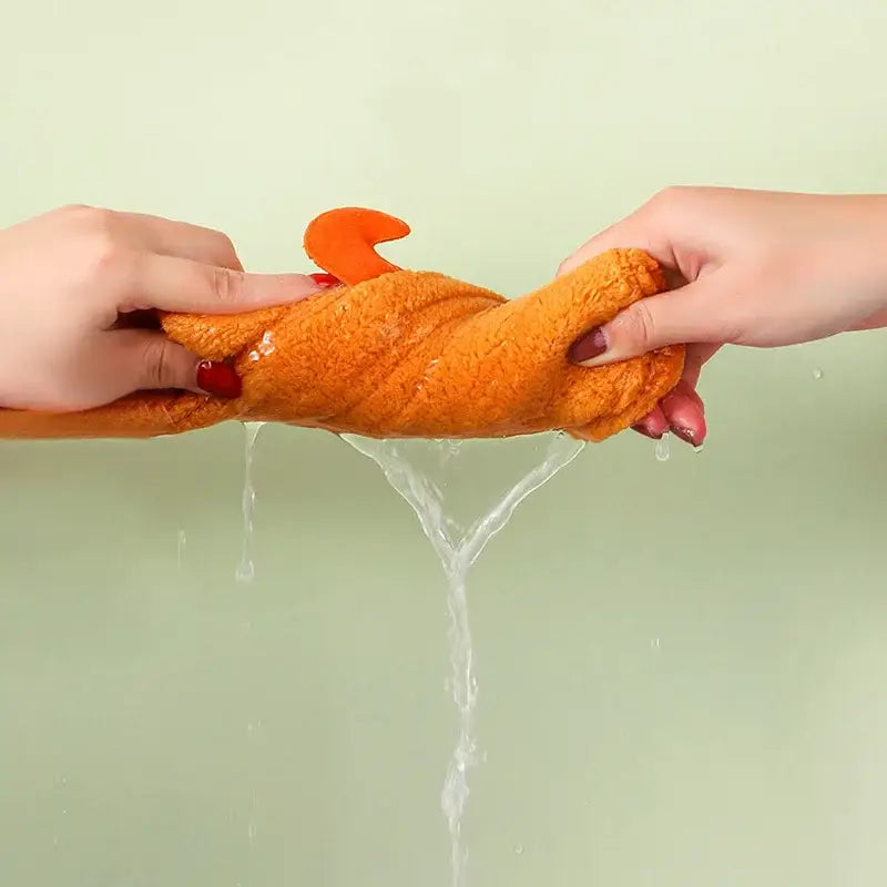 Yellow and gray cartoon animal hand towel kitchen dishcloth