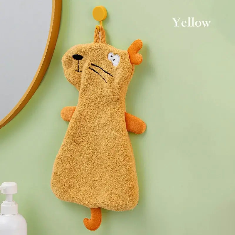 Yellow and gray cartoon animal hand towel kitchen dishcloth