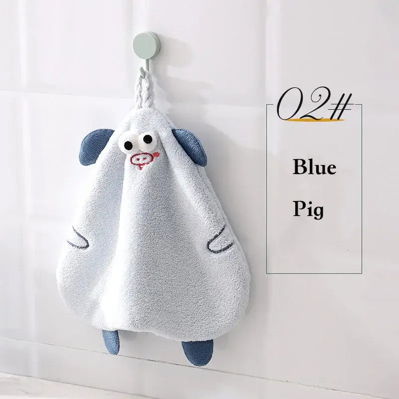 Yellow and gray cartoon animal hand towel kitchen dishcloth