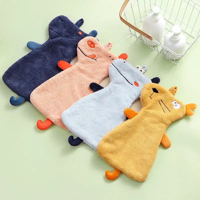 Yellow and gray cartoon animal hand towel kitchen dishcloth