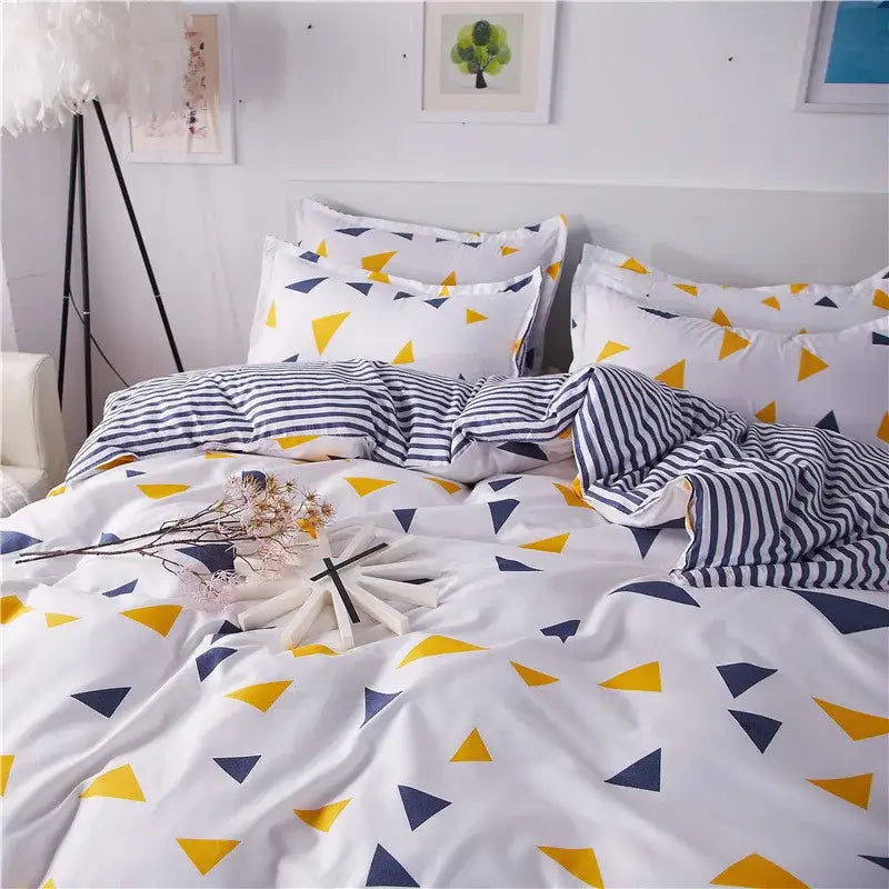 Yellow and light blue carrot cartoon printed bedding set bedroom