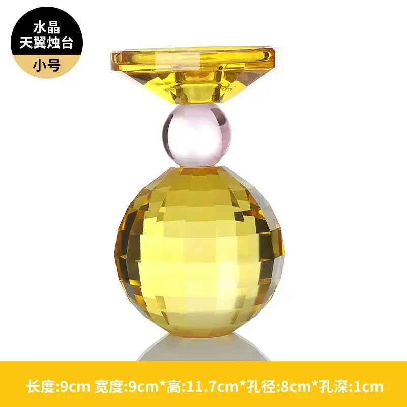 Yellow and pink crystal candle holder dining room centerpiece