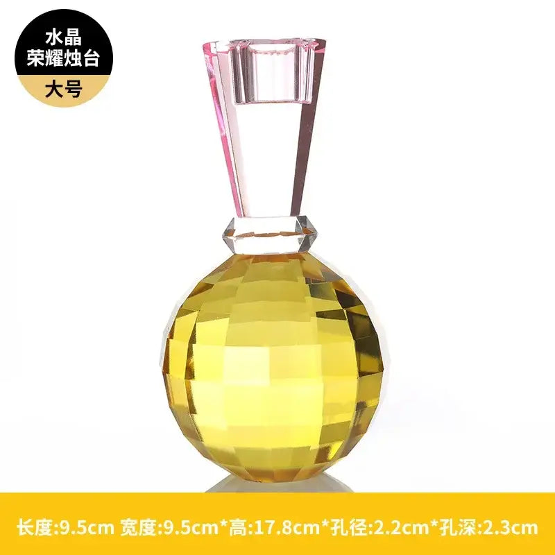 Yellow and pink crystal candle holder dining room centerpiece