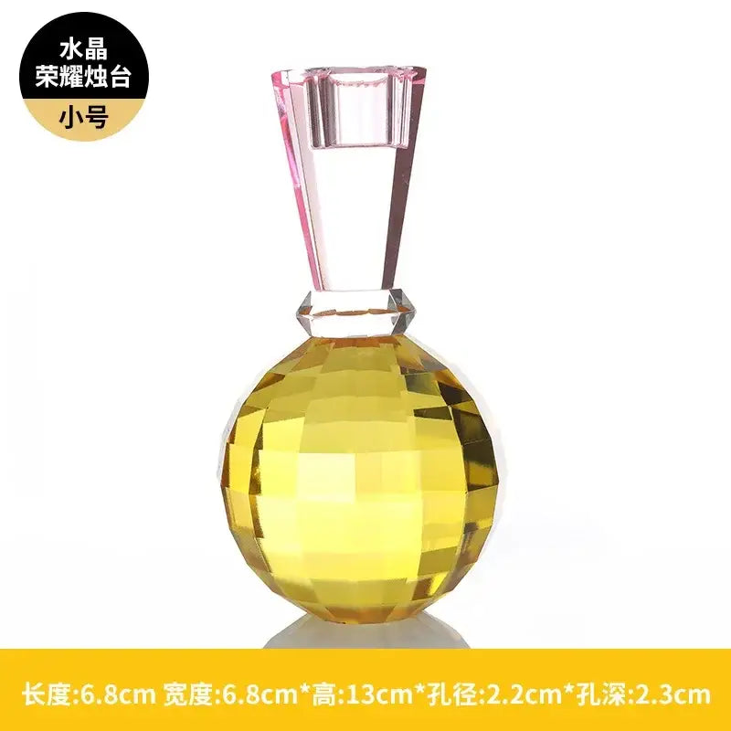 Yellow and pink crystal candle holder dining room centerpiece