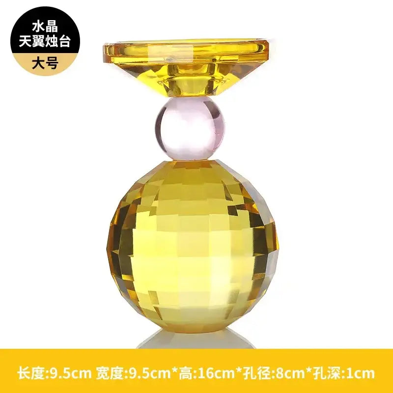 Yellow and pink crystal candle holder dining room centerpiece