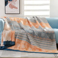 Yellow & blue cotton stripe gauze towel quilt bedroom summer blanket