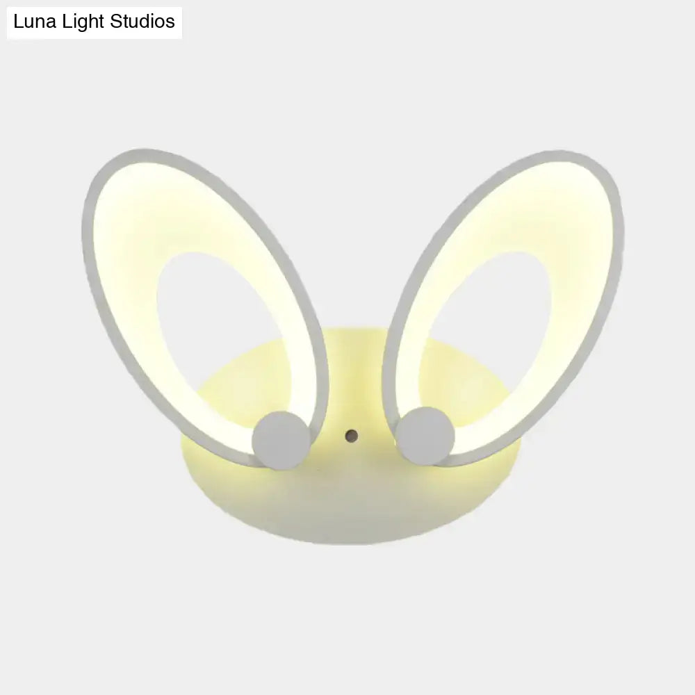 Yellow bunny led ceiling light white finish bedroom decor