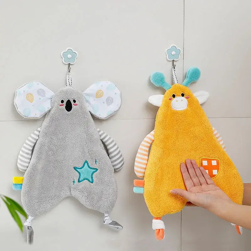 Yellow giraffe cartoon animals hand towel for bathroom and kitchen