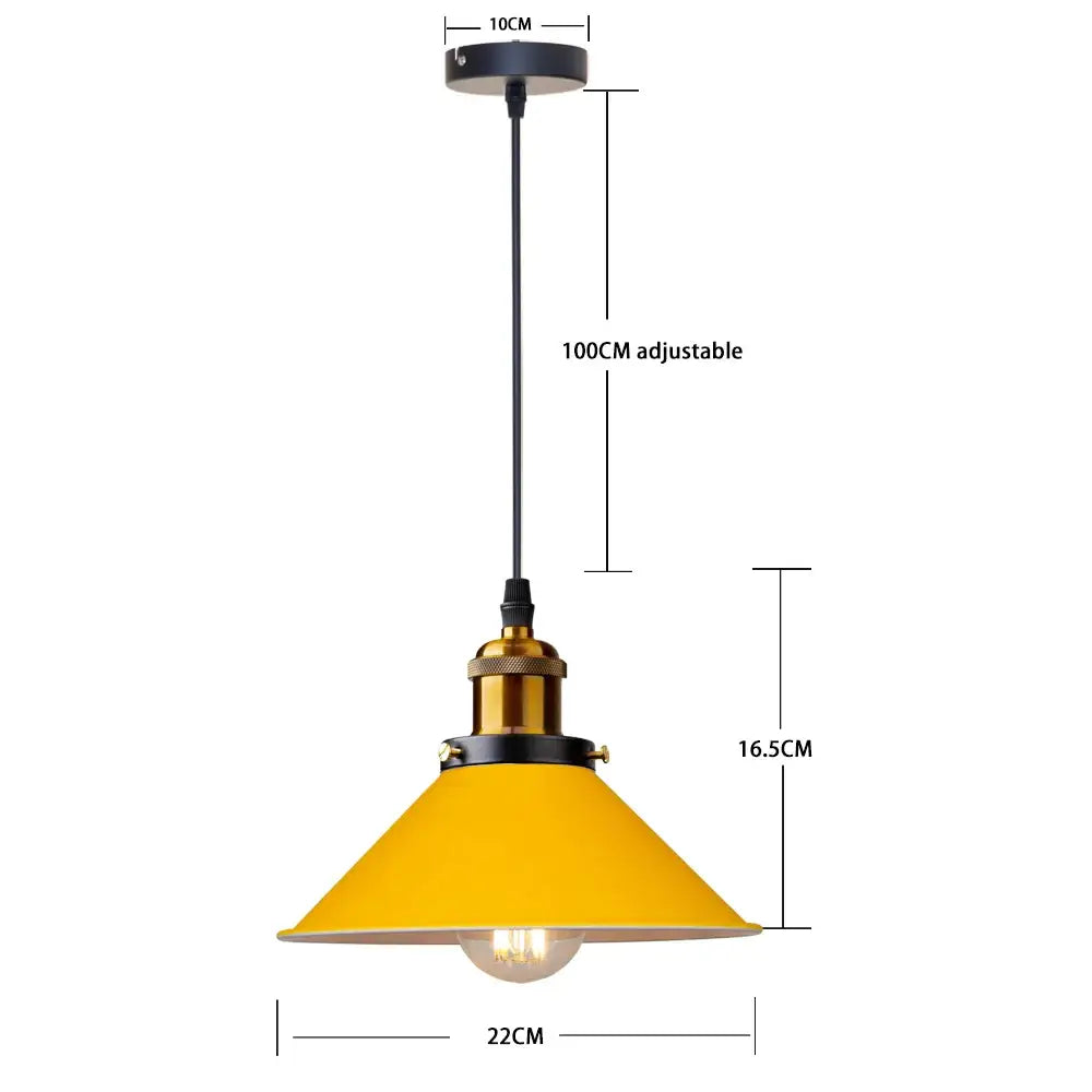 Yellow nordic pendant light dining room colorful conical fixture