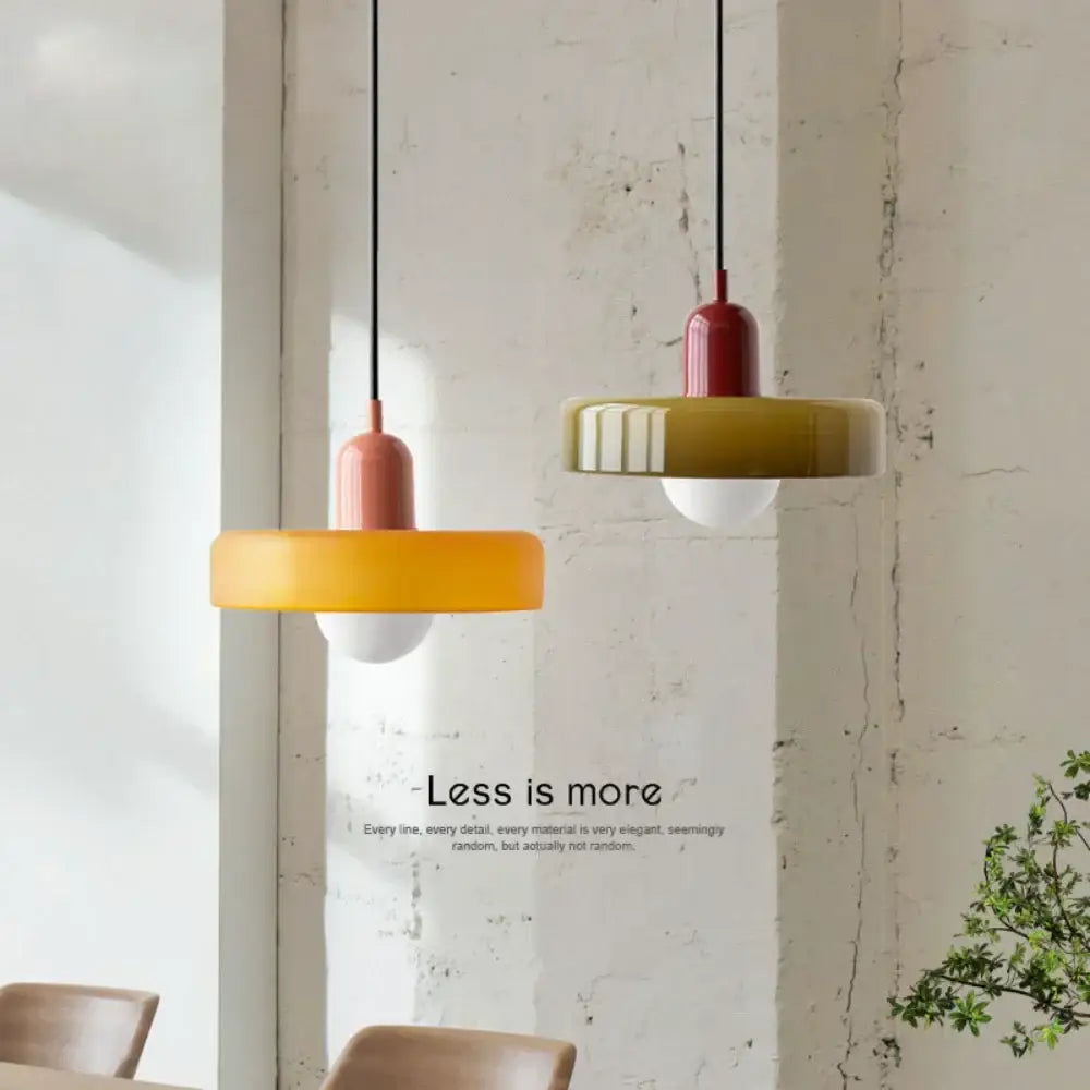 Yellow & olive green nordic canteen chandelier kitchen pendant light