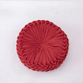 Yellow pleated velvet round throw pillow living room decor