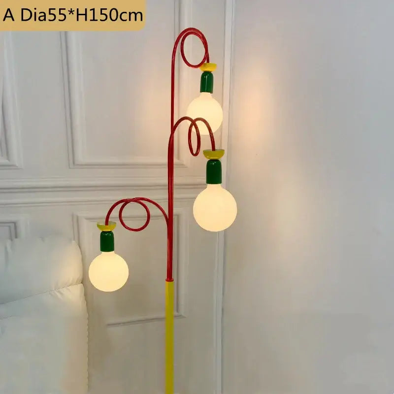 Yellow red & green colorful led floor lamp bedroom art light