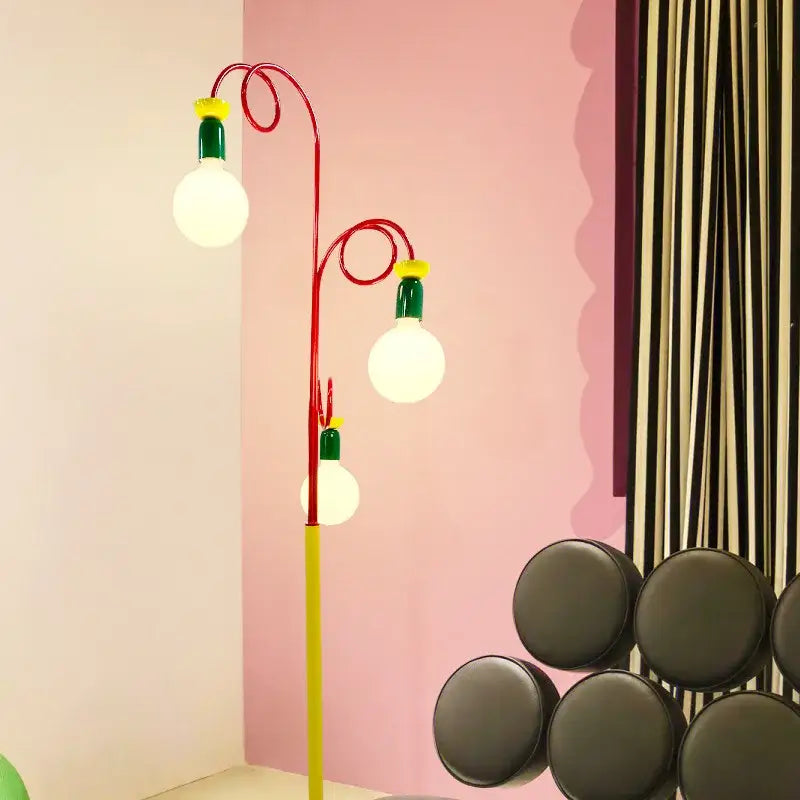Yellow red & green colorful led floor lamp bedroom art light