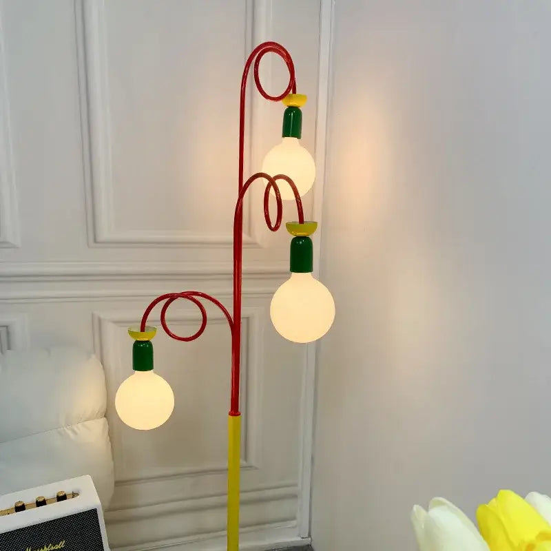 Yellow red & green colorful led floor lamp bedroom art light