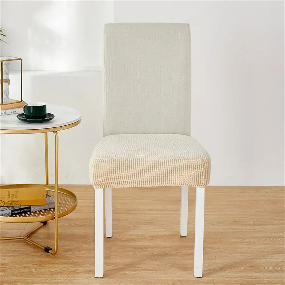 Yellow ribbed fleece chair cover for dining room seat protection