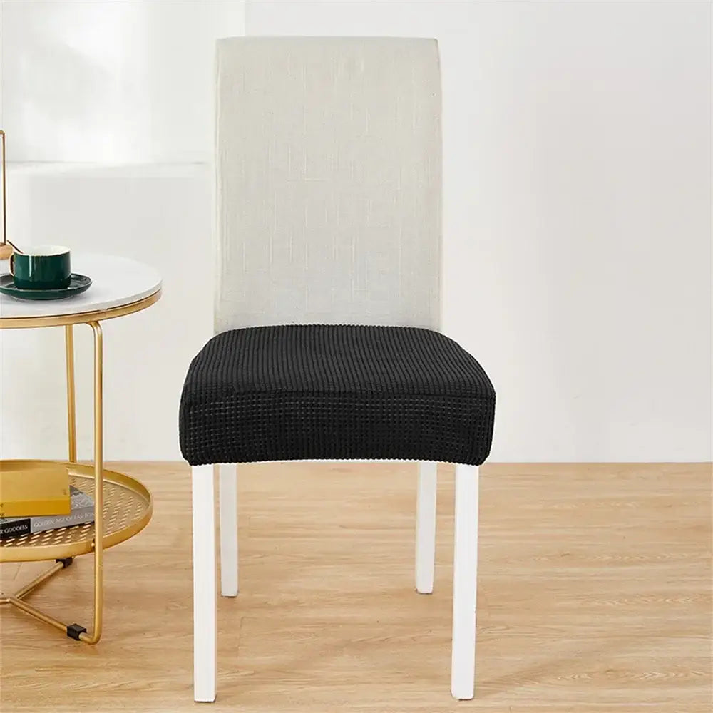 Yellow ribbed fleece chair cover for dining room seat protection