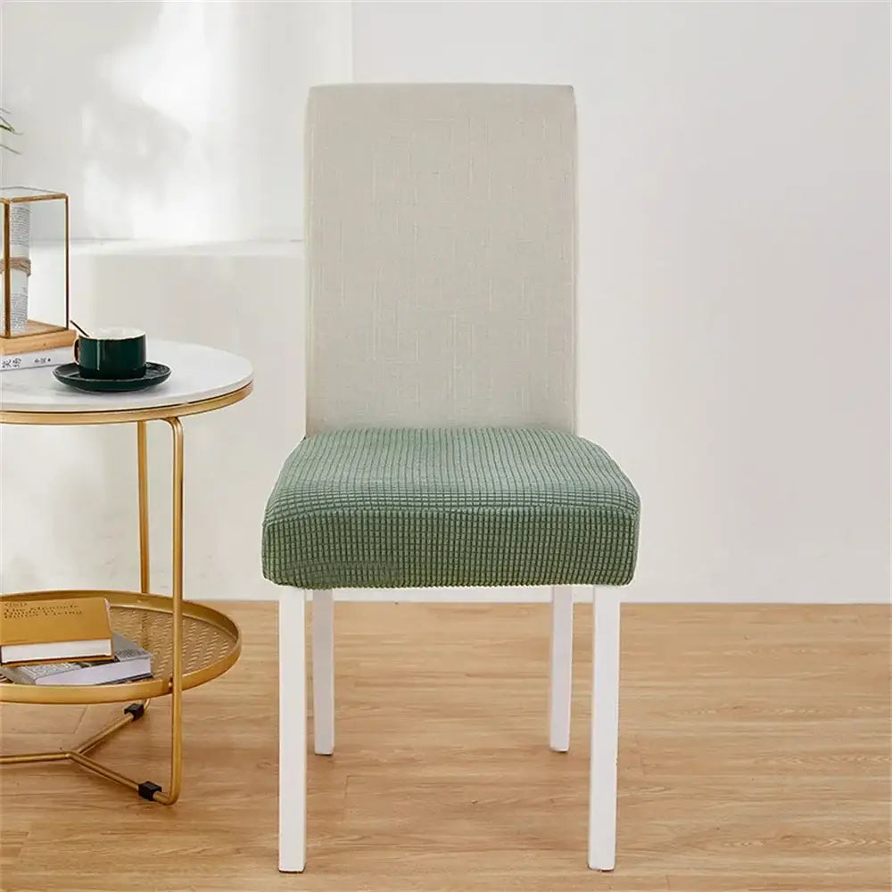 Yellow ribbed fleece chair cover for dining room seat protection