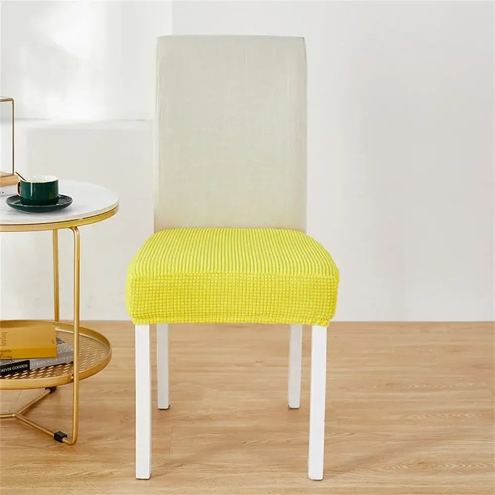Yellow ribbed fleece chair cover for dining room seat protection