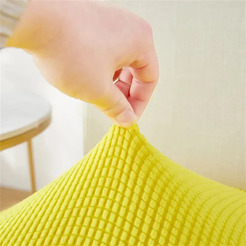 Yellow ribbed fleece chair cover for dining room seat protection
