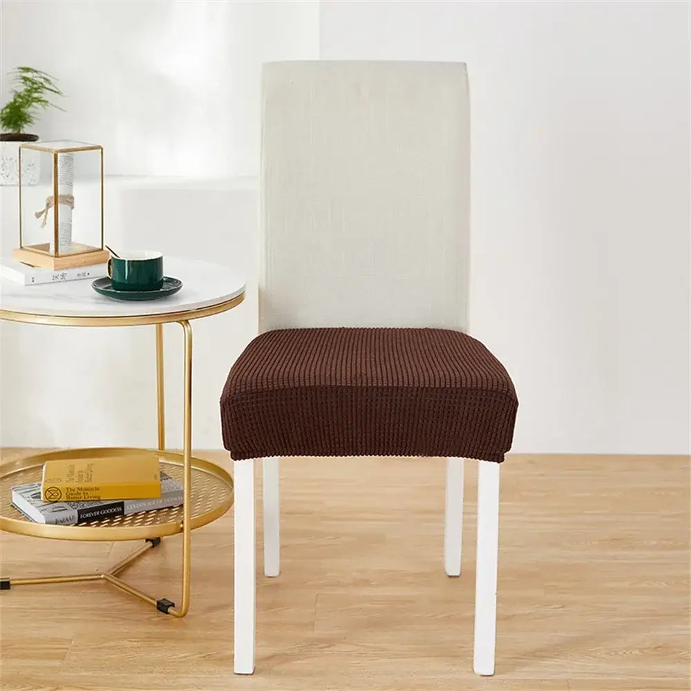 Yellow ribbed fleece chair cover for dining room seat protection