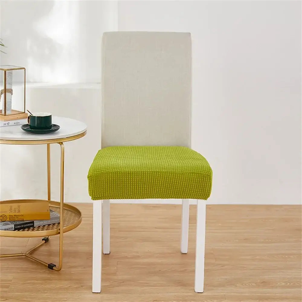 Yellow ribbed fleece chair cover for dining room seat protection