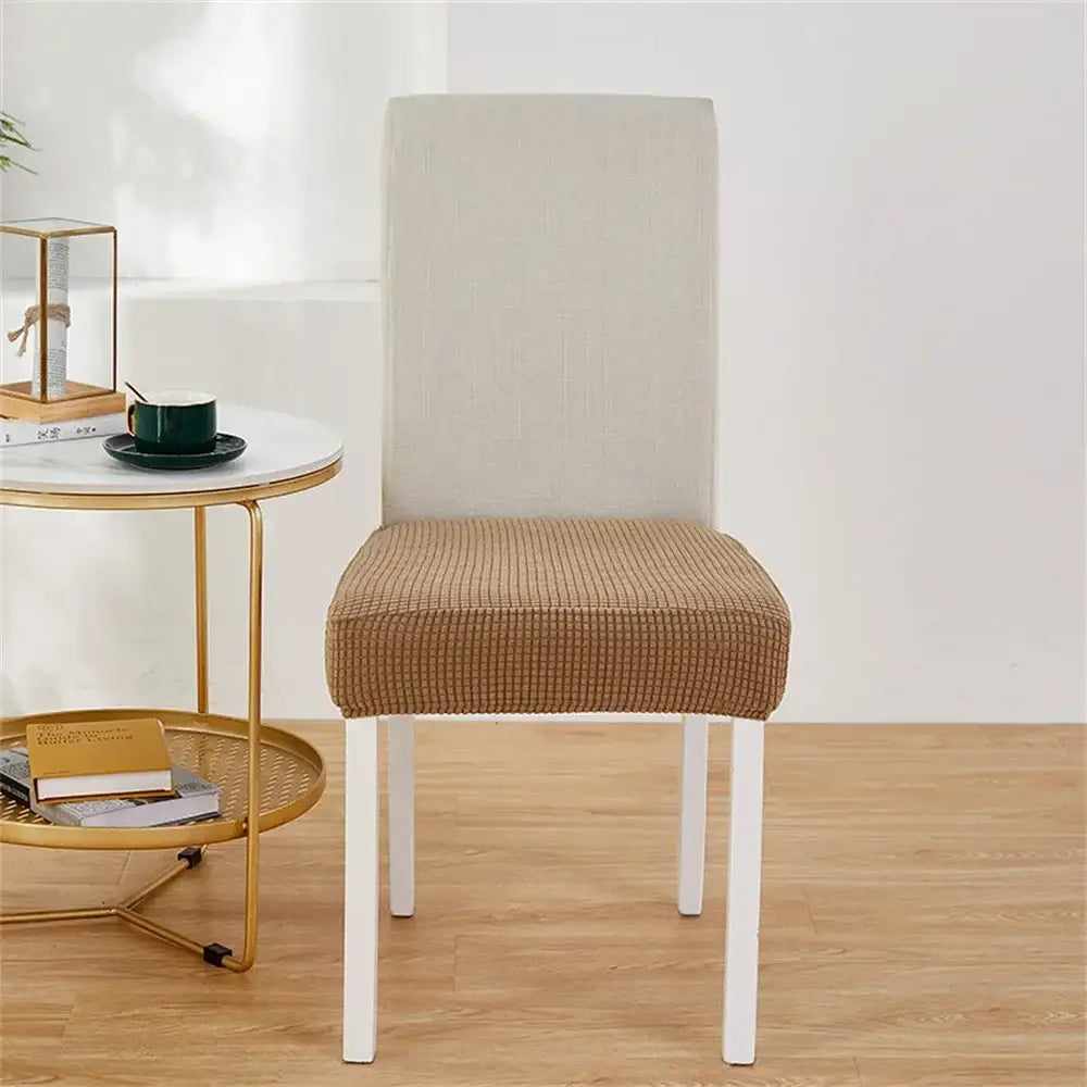 Yellow ribbed fleece chair cover for dining room seat protection