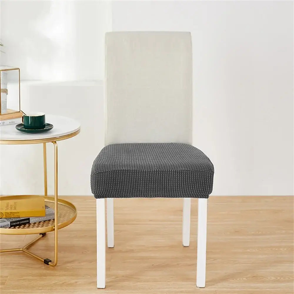 Yellow ribbed fleece chair cover for dining room seat protection
