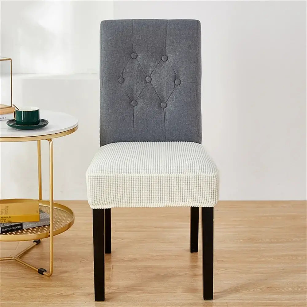 Yellow ribbed fleece chair cover for dining room seat protection
