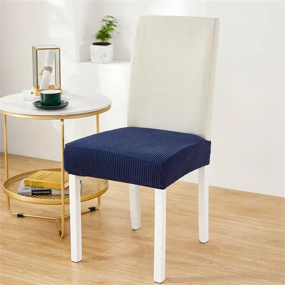 Yellow ribbed fleece chair cover for dining room seat protection