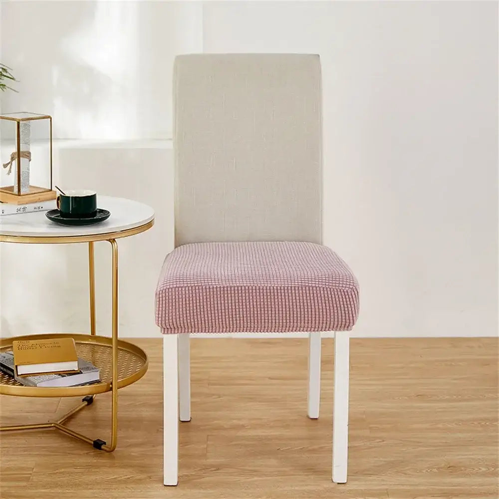Yellow ribbed fleece chair cover for dining room seat protection