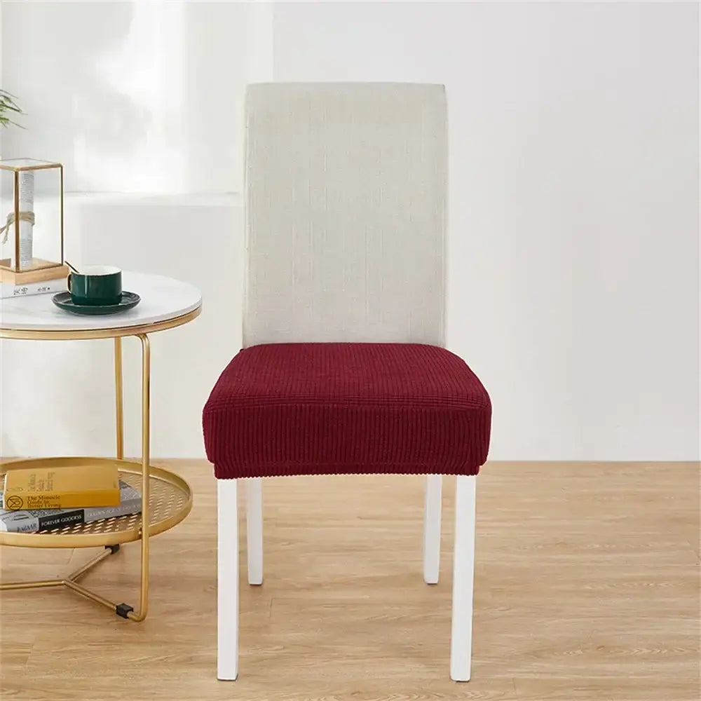 Yellow ribbed fleece chair cover for dining room seat protection