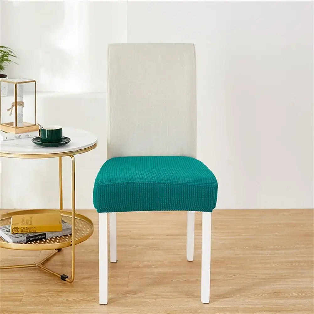 Yellow ribbed fleece chair cover for dining room seat protection