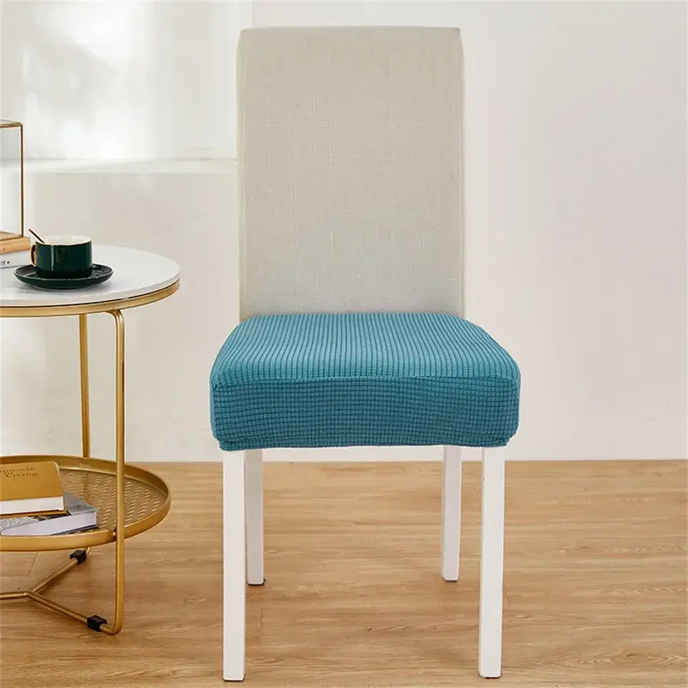 Yellow ribbed fleece chair cover for dining room seat protection