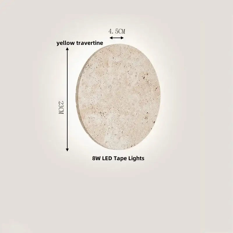 Yellow travertine circular led wall lights bedroom sconce set