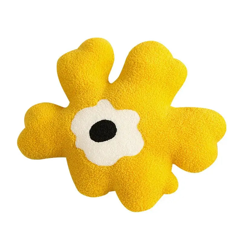 Yellow & white flower shaped decorative throw pillow living room