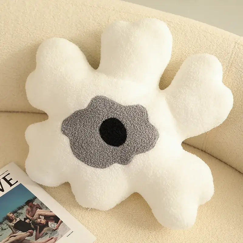 Yellow & white flower shaped decorative throw pillow living room