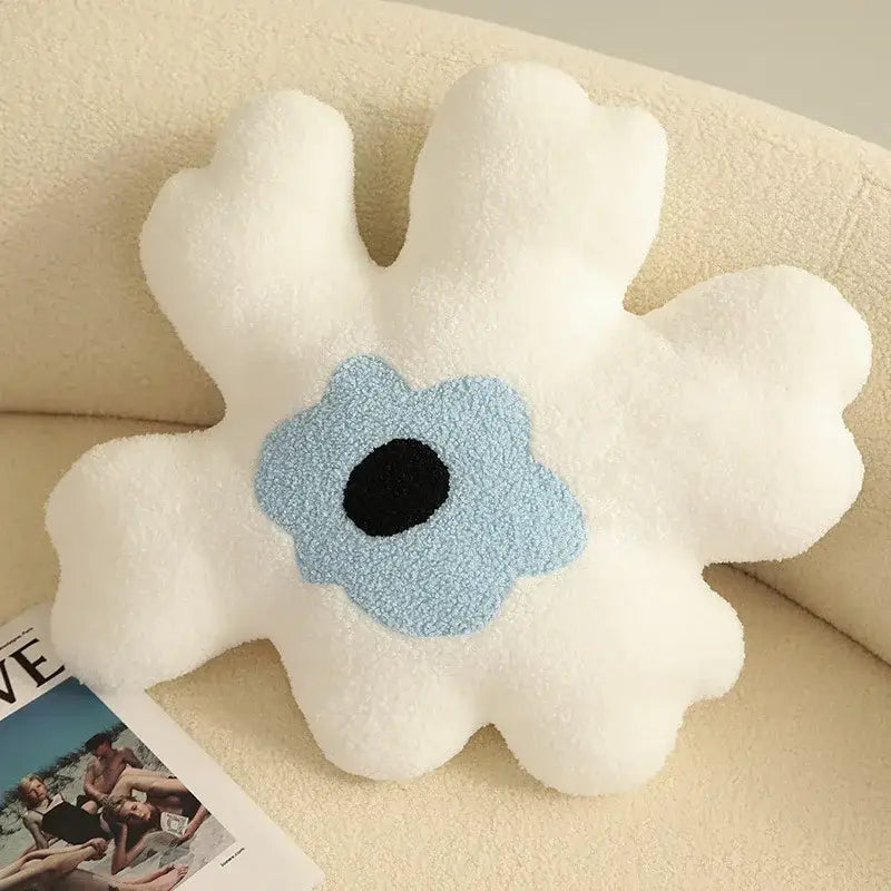 Yellow & white flower shaped decorative throw pillow living room